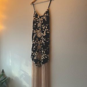 Gorgeous Chasing Unicorns Crochet + Silk Fringe Dress Size Large NWT!